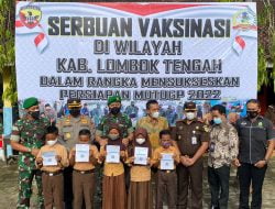 Kapolres Loteng dan Dandim 1620/Loteng Mendampingi Dandrem 162/WB Meninjau Kegiatan Vaksinasi Anak Usia SD di Wilayah Pujut