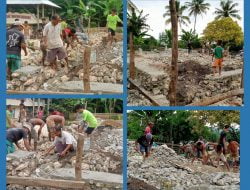 Wujudkan Budaya Gotong Royong, Warga Buat Pondasi Rumah Siprianus Dapa Loka