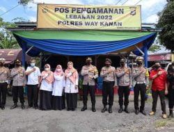 Polres Way Kanan Polda Lampung Monitoring Kesiapan Posko Pengamanan Lebaran 1443 H di Jalinteng