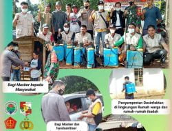 Jelang Idul Fitri 1443H Kepala Desa, Babinsa, Bhabinkamtibmas Desa Negara Agung Kompak Mencegah Penyebaran Virus Covid-19