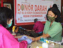 Peringati HUT Korem 074/Warastratama, Kodim 0728/Wonogiri Gelar Baksos Donor Darah