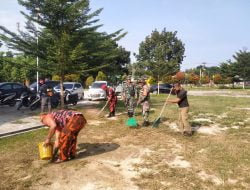 Babinsa Kulim Goro di Kantor Camat Kulim Dalam Rangka HUT Kota Pekanbaru