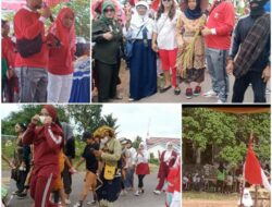 Ribuan Masyarakat Desa Lingkis, Mengikuti Jalan Santai Keluarga Sehat, Dalam Rangka Menyambut Kemeriahan HUT RI Ke-77 