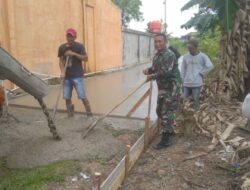 Mempererat Hubungan Baik Dengan Warga Di Wilayah Binaan Babinsa Laksanakan Goro Bersama Warga Semenisasi Jalan