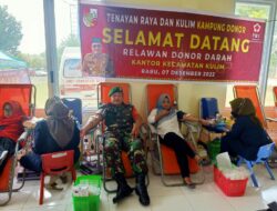 Peduli Sosial, Danramil O4/Lph Kapten Arm Febrizal Bersama Babinsa se-Kecamatan Kulim Laksanakan Donor Darah