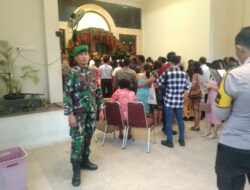 Hadirkan Suasana Kondusif, Babinsa Wonorejo Bantu Pengamanan Natal di GBI