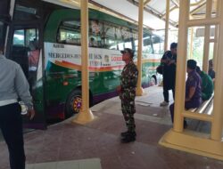 Monitoring Arus Mudik Dan Balik Nataru, Babinsa Bandaraya Laksanakan Patroli Keliling di Terminal AKAP BRPS