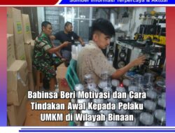 Babinsa Beri Motivasi dan Cara Tindakan Awal Kepada Pelaku UMKM di Wilayah Binaan