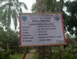 “DANA DESA CIMANIS KECAMATAN SOBANG KABUPATEN PANDEGLANG DISELENGGARAKAN GUNA REALISASI RABAT BETON”