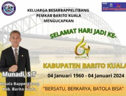 Munadi, ST, Kepala Bappelitbang Pemerintah Kabupaten Barito Kuala : Selamat Hari Jadi Ke-64 Kabupaten Barito Kuala (04 Januari 1960 – 04 Januari 2024)