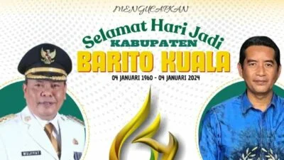 Mujiyat, S.Sn., M.Pd Pj. Bupati & H. Fuad Syech, S.Sos., MAP PLT. Kadisdik Kabupaten Barito Kuala : Selamat Hari Jadi Ke-64 Kabupaten Barito Kuala (04 Januari 1960 – 04 Januari 2024)