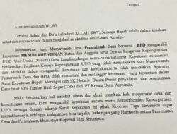 “PENGURUS DAN PENGAWAS UNIT USAHA OTONOM (UUO) DESA LANGLING MENGANGGAP TINDAKAN KEPALA DESA SUDAH MELAMPAUI BATAS KEWENANGAN !?”