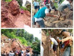 Terancam Terisolir, Polisi Bersama Warga Bersihkan Material Longsor di Kuwus Barat