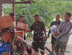 Berjalan Kaki Hingga 10 Km, Personil Koramil 1403-05/Bastem Salurkan Bantuan di Desa Kadundung