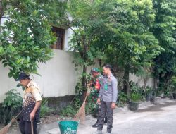 Pelopori Kegiatan Positif, Babinsa Bersama Satlinmas Laksanakan Kerja Bakti Bersihkan Lingkungan Kelurahan