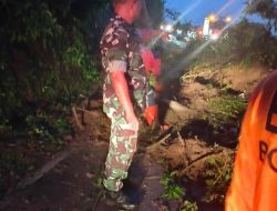 Longsor Di Desa Genting Babinsa Bergerak Cepat Terjun di Lokasi