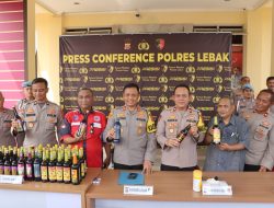 KRYD Polres Lebak dan Polsek Jajaran Berhasil Amankan Ribuan Botol Miras Berbagai Merk