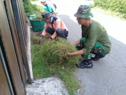 Kampung Keprabon Lor Menjadi Sasaran Kerja Bakti Babinsa Bersama Tim Saberling Dan Warga
