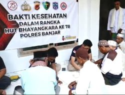 Peduli Terhadap Kesehatan Masyarakat, Polres Banjar Gelar Bakti Kesehatan dan Pengobatan Gratis Dalam Rangka Hari Bhayangkara Ke-78