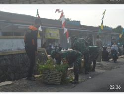 Ciptakan Lingkungan Sehat Kodim Boyolali Beserta Elemen Masyarakat Bersihkan Pasar Mojosongo