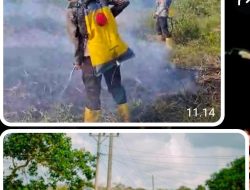 Tim Gabungan Penanggulangan Karhutla Dibantu Water Bombing, Berjibaku Padamkan Api di Indralaya Utara.