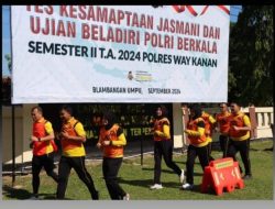 Polres Way Kanan Gelar Tes Kesamaptaan Jasmani Dan Ujian Beladiri Polri Semester II Tahun 2024