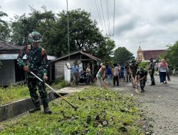 Kipan C Yonif 713/Satya Tama Bersama Masyarakat Desa Bilalang 2 Laksanakan Karya Bakti