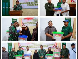 Program Binter Bersama PT. Pertamina, Koramil 08/Rantau Bagikan Sembako Bagi Warga di Seputaran Asset Pertamina