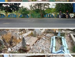 Makam Sarkawi di Kota Tebing Tinggi Dirusak Orang Tak Dikenal, Puluhan Nisan Kotak Marmer Hancur.