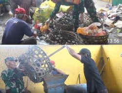 Dukung Program Desa, Babinsa Bantu Pengolahan Sampah Menjadi Pupuk Kompos di Desa Bonjeruk