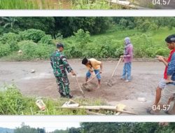 Swadaya Perbaikan Jalan Bersama Koramil Geger & Masyarakat