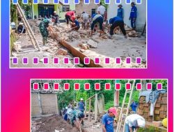 Babinsa Kertonegoro Koramil 0824/25 Jenggawah Bersama Warga Gotong Royong Renovasi Rumah Tidak Layak Huni