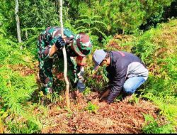 Karya Bakti Penanaman Pohon di Desa Salubua, Upaya Personel Koramil 1403-05/Bastem Tangkal Longsor