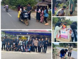 “PENGURUS KARANG TARUNA DAN REMAJA MASJID DESA PANOMBEAN BAGIKAN TAKJIL DAN PASANG LAMPU JALAN”