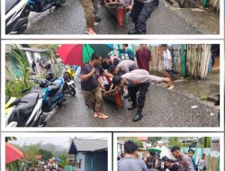 POLRES HALSEL MEMBANTU EVAKUASI WARGA YANG TERJEBAK DALAM RUMAH, AKIBAT CURAH HUJAN YANG TINGGI
