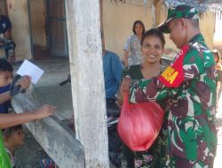 Kepedulian Sertu Abdul Bahrul, Menyebar Kebaikan dengan Bantuan Sembako Kepada Warga Desa Tabah