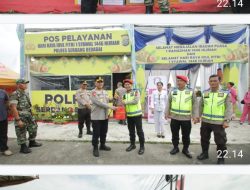 Kapolres Sergai AKBP Jhon Sitepu, SIK., MH bersama Ibu Ketua Bhayangkari Ny. Brenda Cek Pos Pamdan Pos Yan di Masjid Agung – Sergai