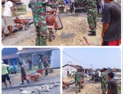 Semangat Babinsa Dan Warga Desa Kayen Bangun Talud Jelang Pembukaan TMMD