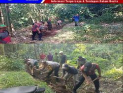 Polsek Arjasa Bersama Warga Kerja Bakti Buka Akses Jalan Penghubung Dua Desa