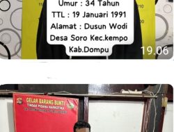 Kedapatan Transaksi Narkoba, Pria Asal Kempo di Sergap Tim Opsnal Polres Dompu.