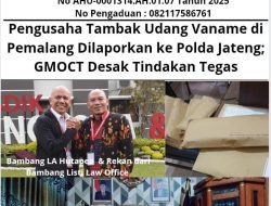 “Pengusaha Tambak Udang Vaname di Pemalang Dilaporkan ke Polda Jateng :  “GMOCT Desak Tindakan Tegas !!”