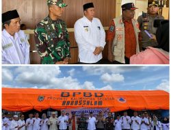 BUPATI BAHRUL ILMI SERAHKAN BANTUAN TANGGAP BENCANA BANJIR 3 KECAMATAN
