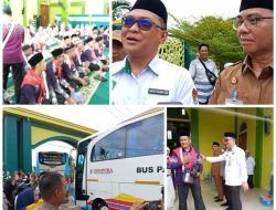 DUA PEJABAT PENTING, SEKDAKAB BATOLA DENGAN KAKANMENAG H. ANWAR HADIMI LEPAS JAM’AAH HAJI KLOTER 09.