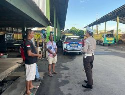 Satlantas Polres Dompu, Gencar Sosialisasi Aturan Kelebihan Dimensi dan Muatan (KDM) Kendaraan Angkutan Barang.