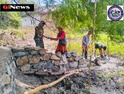 Satgas TMMD ke-124 Lakukan Pentalutan Embung di Desa Lajut