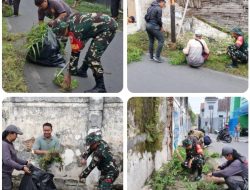 Minggu Sehat Menuju Solo Berseri, Babinsa Danukusuman Bersama Warga Kerja Bakti.