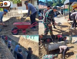Sinergitas TNI/Polri Bersama unsur Kecamatan dan Masyarakat Melaksanakan Kerja Bhakti di Desa Soginti.