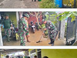 Anggota Kodim 1509/Labuha Laksanakan Kegiatan Korvei Bersihkan Dampak Banjir di Kota Labuha