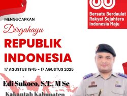 Kepala Kantor Pertanahan Kabupaten Tabalong Mengucapkan Dirgahayu Republik Indonesia Ke-80