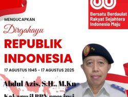 Kepala Kantor Wilayah BPN Provinsi Kalimantan Selatan Mengucapkan Dirgahayu Republik Indonesia Ke-80